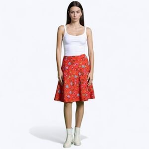 JOHNNY WAS Vibrant A-Line Floral Embroidered Skirt Knee-Length | Boho Chic | S